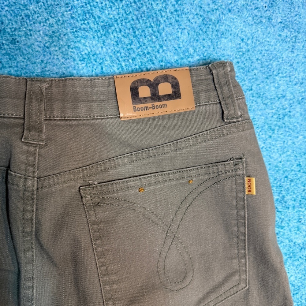 VTG Boom Boom Denim Womens Mini Skirt Olive Size M Y2K Style Zipper Pockets - Picture 11 of 12